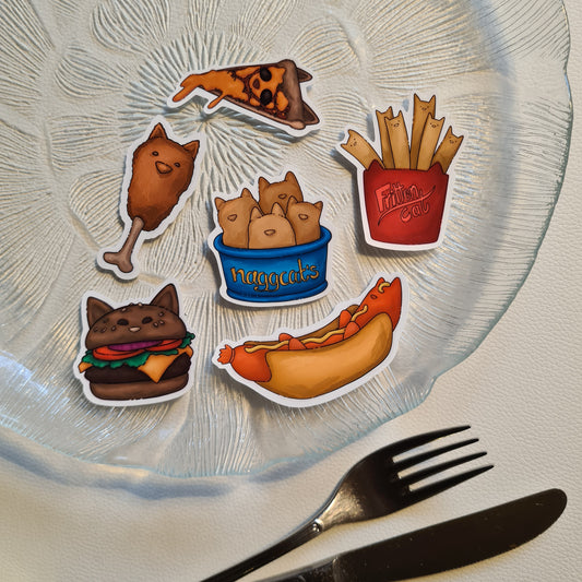 Sticker Paket - Fastfood Katzen