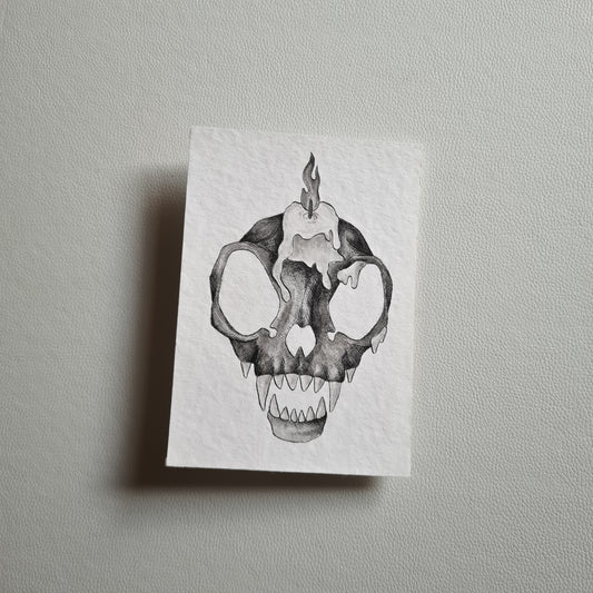 Original Ink Zeichnungen - Wachsgekrönter Schädel
