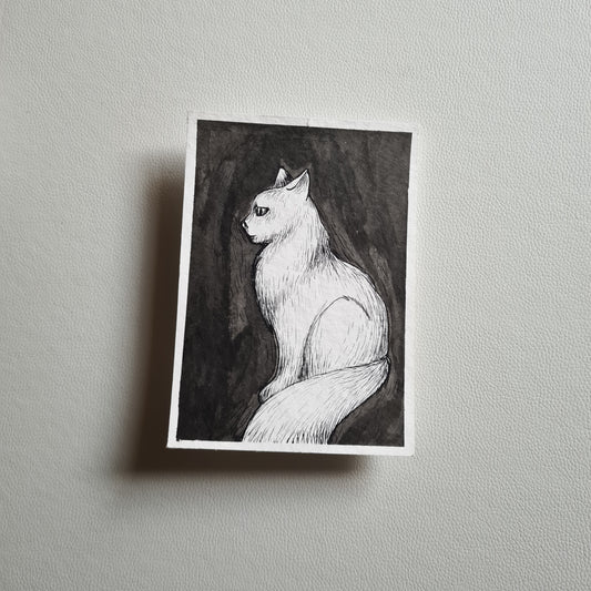 Original Ink Zeichnungen - Weise Katze