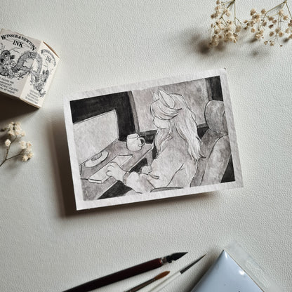 Original Ink Zeichnungen - Arbeit am PC