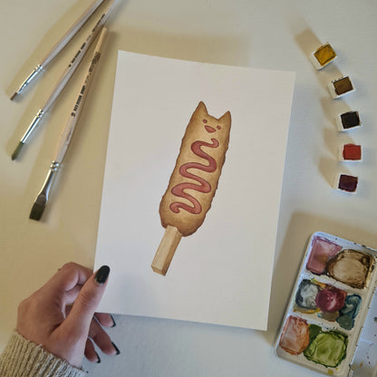 Original Aquarell - Corn Cat