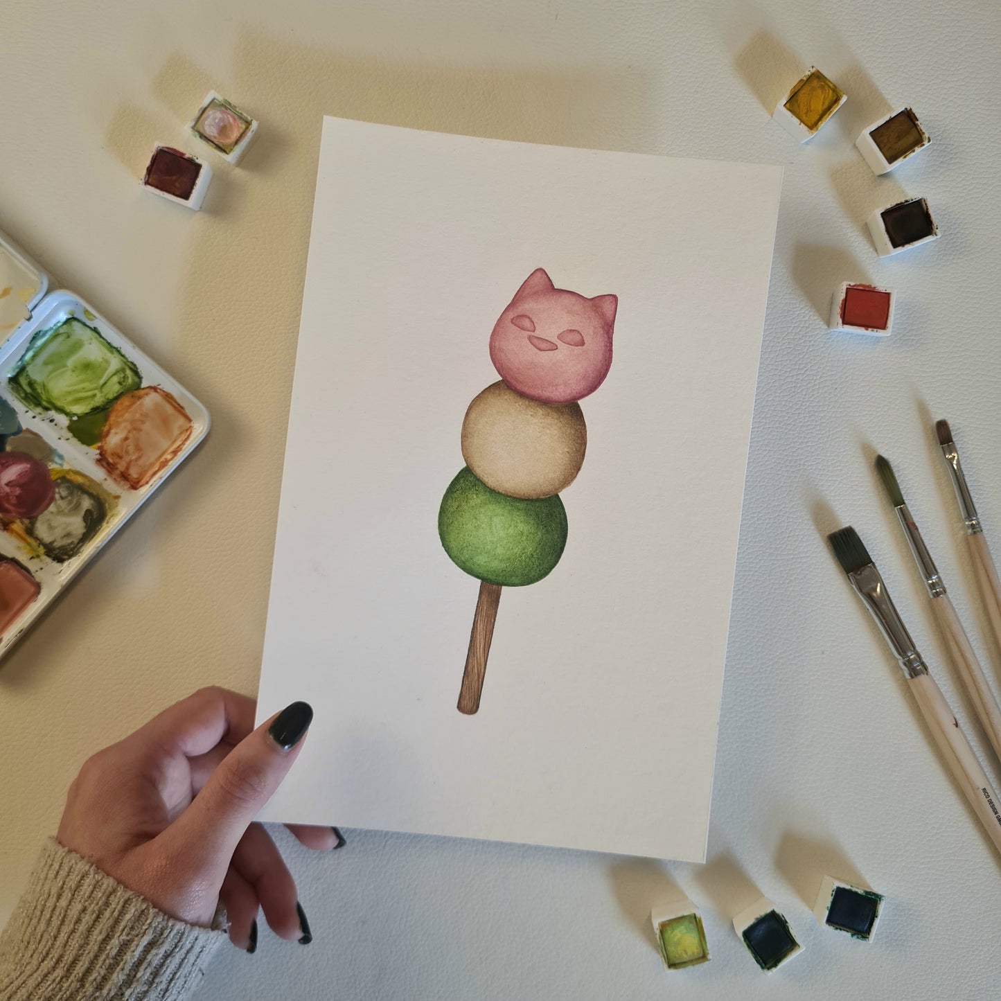 Original Aquarell - Hanamiau Dango