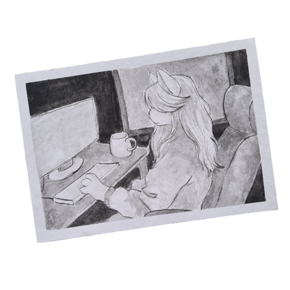 Original Ink Zeichnungen - Arbeit am PC