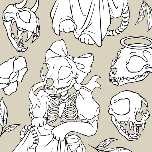 Skelettkatzen Paket - digitales Malvorlage