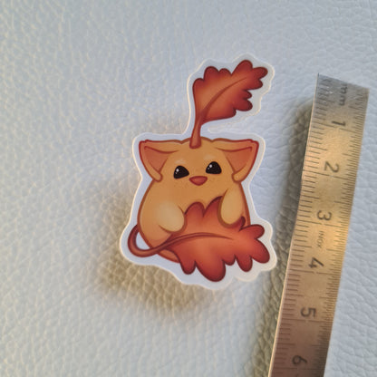 Bloob Katze Sticker - orange/gelbes Blatt