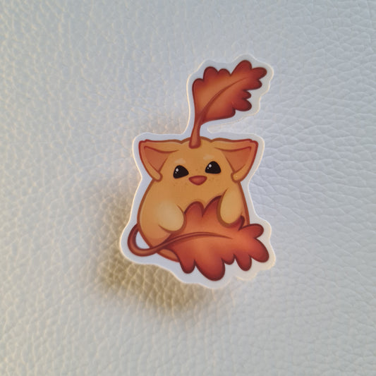 Bloob Katze Sticker - orange/gelbes Blatt