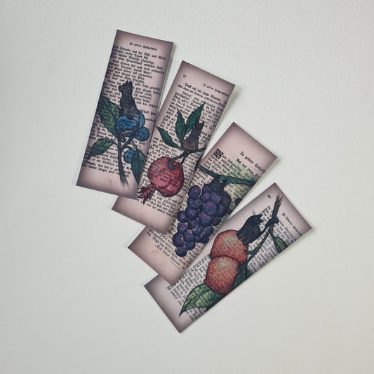 Lesezeichen Set - Aquarellfrucht Katzen