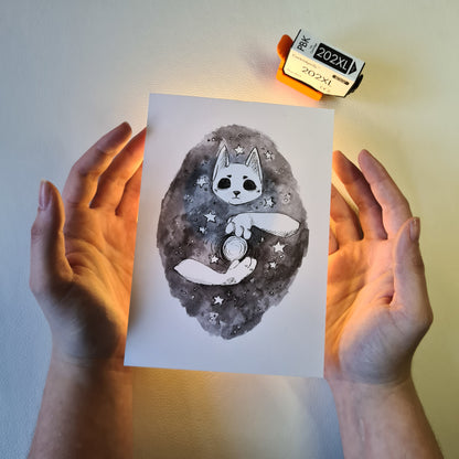 Kunstdruck - Die Wächterkatze des Kosmos