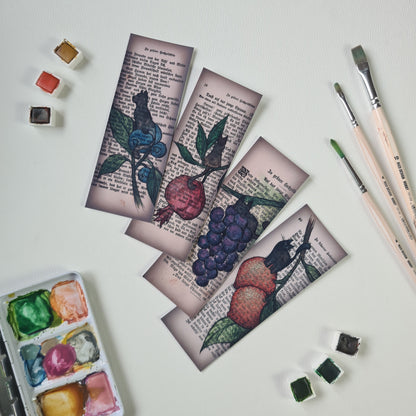 Lesezeichen Set - Aquarellfrucht Katzen